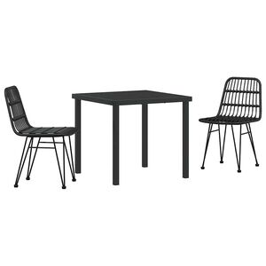 vidaXL Piharuokailu setti 3 pcs Musta Jauhemaalattu Ter&auml;s