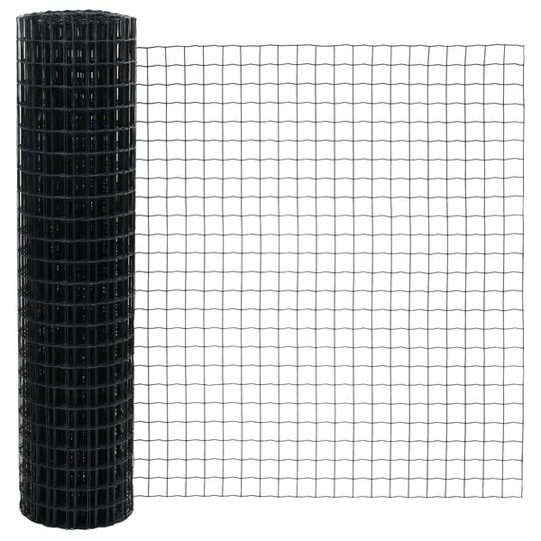 vidaXL Euroaita Harmaa 1,2 x 25 m PVC-pintainen rauta