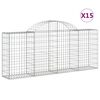 vidaXL Kaarevat kivikorit 15 kpl 200x30x80/100 cm galvanoitu rauta