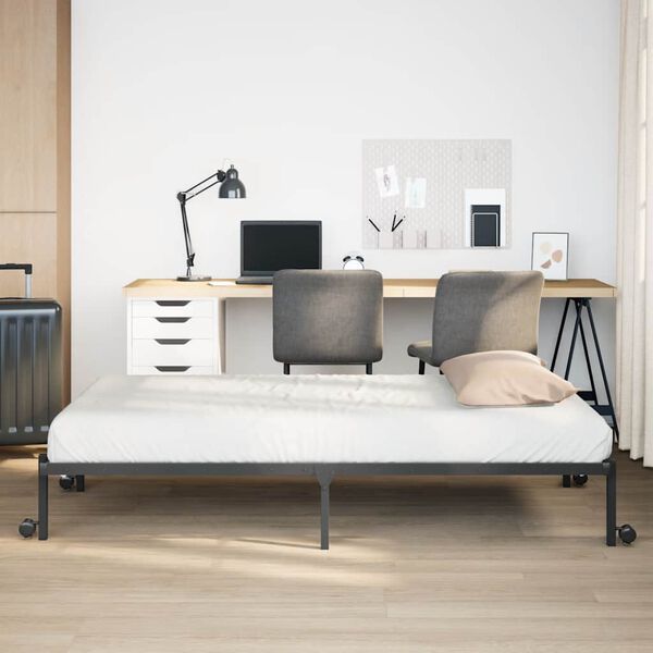 vidaXL Sängynrunko ilman patjaa Taitettava Musta 100x190 cm Teräs