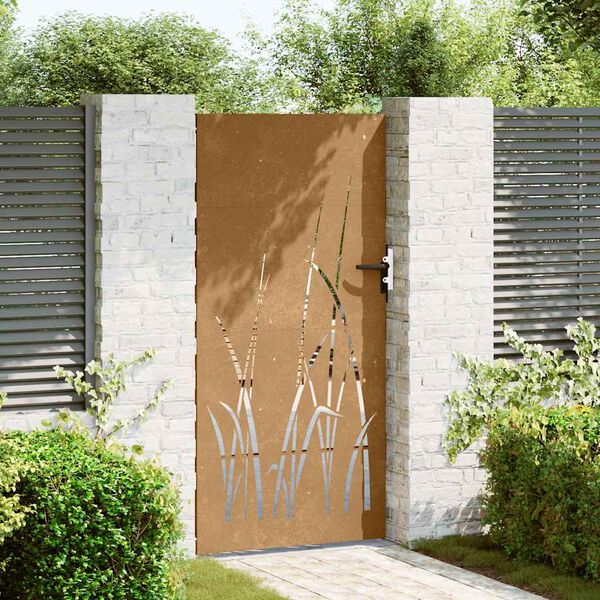 vidaXL Puutarhaportti 85x200 cm Corten-teräs Ruohokuvio