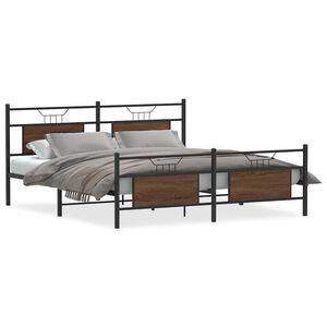 vidaXL Metallinen s&auml;ngynrunko ruskea tammi 160x200 cm