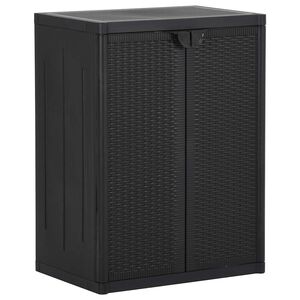 vidaXL Puutarhan varastokaappi musta 65x45x88 cm PP rottinki