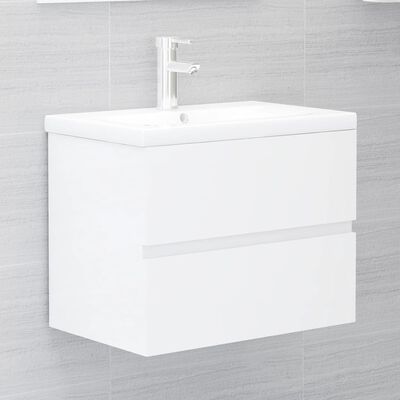 vidaXL 2-osainen kylpyhuonekalustesarja korkeakiilto valk. lastulevy