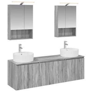 vidaXL Kylpyhuoneen kaappisetti 5 pcs Harmaa Sonoma Tekninen puu