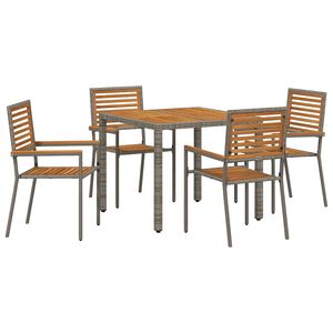 vidaXL Piharuokailu setti 5 pcs Harmaa polyrottinki