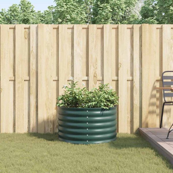 vidaXL Puutarhan Korotettu Kukkalaatikko Vihreä 80 x 80 x 44 cm Teräs