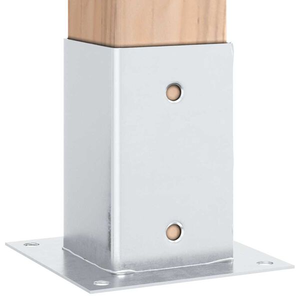 vidaXL Pylv&auml;iden jalustat neli&ouml; 12 kpl hopea 81x81 mm galvanoitu ter&auml;s