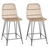 vidaXL Baarijakkara 2 kpl Luonnollinen 44 x 54 x 96 cm Rattan ja Ter&auml;s