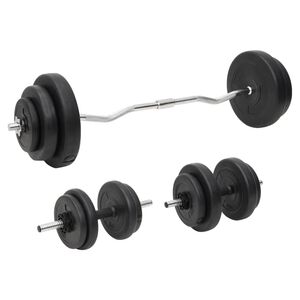 vidaXL Painonnostotanko ja k&auml;sipainosarja levyill&auml; 60 kg