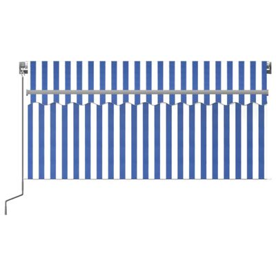 vidaXL Manuaalisesti kelattava markiisi verhoilla 3x2,5m sinivalkoinen