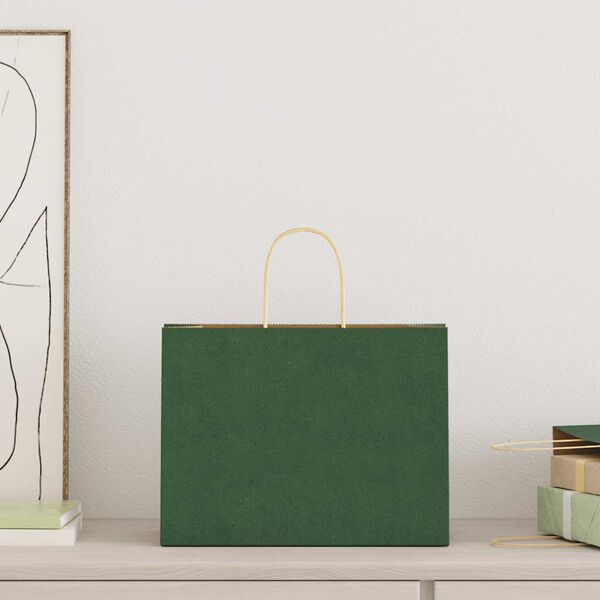 vidaXL Paperikassit 250 kpl kahvoilla vihre&auml; 32x17x25 cm