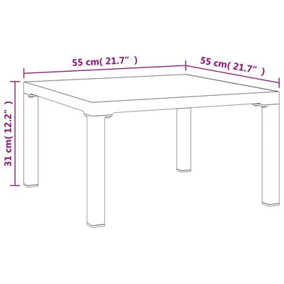 vidaXL Ulkosohvapöytä harmaa 55x55x31 cm DPC ja teräs