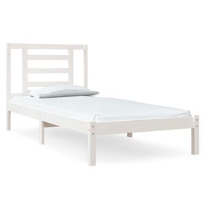 vidaXL S&auml;ngynrunko ilman patjaa valkoinen 90x190 cm t&auml;ysi m&auml;nty