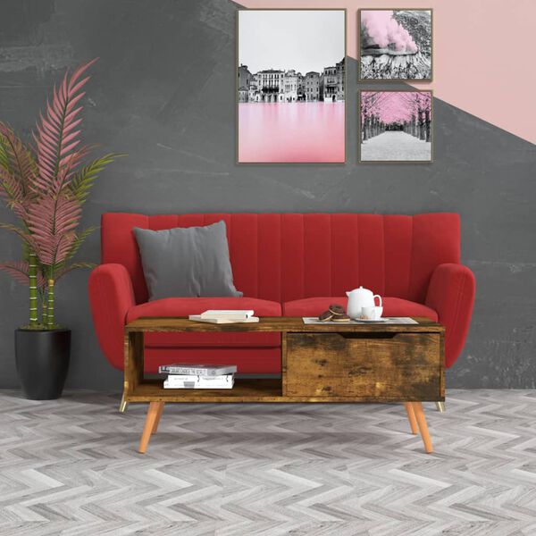 vidaXL Sohvapöytä savutammi 100x49,5x43 cm tekninen puu