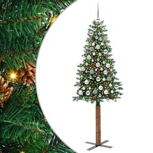 vidaXL Kapea joulupuu Vihre&auml; 180 cm PVC ja massiivipet&auml;j&auml;