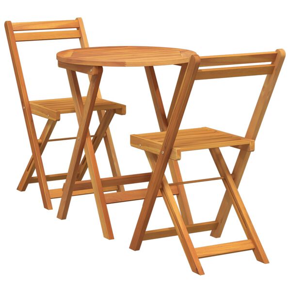 vidaXL Puutarhan Bistro Set tyynyllä 3 pcs Ruskea täysi akaasiapuu