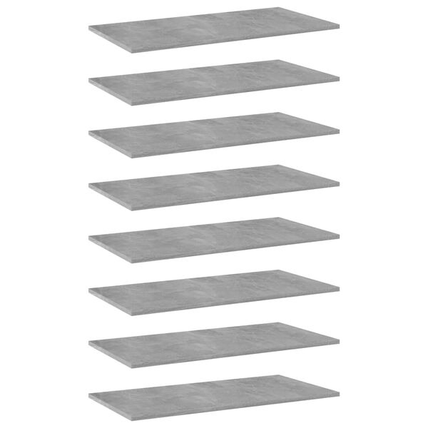 vidaXL Kirjahyllytasot 8 kpl betoninharmaa 80x40x1,5 cm lastulevy