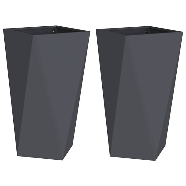 vidaXL Kukkalaatikko 2 pcs Antrasiitti 40 x 40 x 75 cm Ter&auml;s