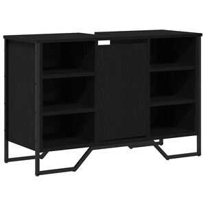 vidaXL Kylpyhuoneen allaskaappi hyllyll&auml; Musta tammi. 91 x 35 x 60 cm