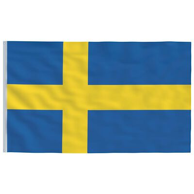 vidaXL Ruotsin lippu ja lipputanko 6,23 m alumiini