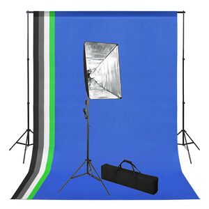vidaXL Valokuvastudiosarja taustakankaalla ja softbox-valo