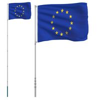 vidaXL Euroopan unionin lippu ja lipputanko 5,55 m alumiini