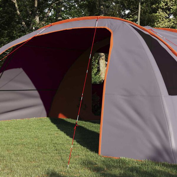 vidaXL Tunneliteltta 6-hengen Harmaa ja oranssi 700 x 590 x 215 cm
