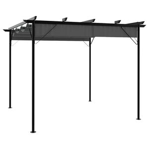 vidaXL Pergola sis&auml;&auml;nvedett&auml;v&auml; katto antrasiitti 3x3 m ter&auml;s 180 g/m&sup2;