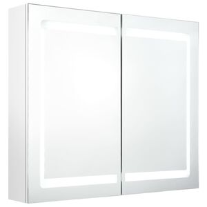 vidaXL LED kylpyhuoneen peilikaappi kiilt&auml;v&auml; valkoinen 80x12x68 cm