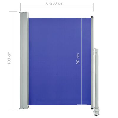 vidaXL Sisäänvedettävä terassin sivumarkiisi 100x300 cm sininen