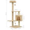 vidaXL Kissan raapimispuu sisal-pylv&auml;ill&auml; beige 120 cm