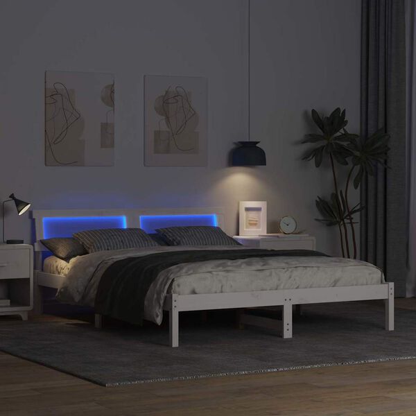 vidaXL S&auml;ngyn runko p&auml;&auml;tyll&auml; Valkoinen 140 x 200 cm Massiivinen m&auml;nty