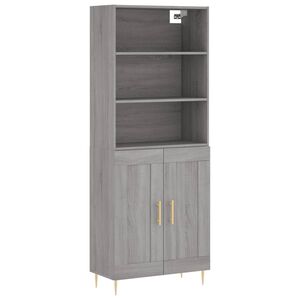 vidaXL Kaappi harmaa Sonoma 69,5x34x180 cm tekninen puu