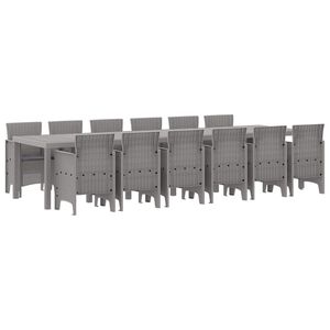 vidaXL Piharuokailu setti 13 pcs Vaaleanharmaa Polt-kivennäisruoho