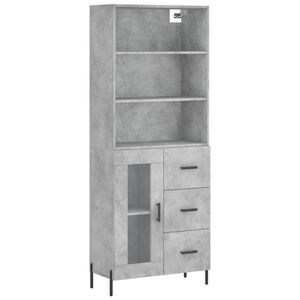 vidaXL Kaappi betoninharmaa 69,5x34x180 cm tekninen puu