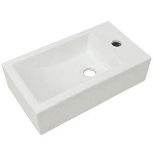vidaXL Suorakulmainen pesuallas hanarei&auml;ll&auml; 46x25,5x12 cm Valkoinen