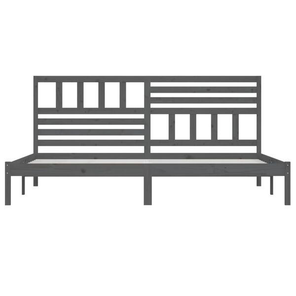 vidaXL Sängynrunko harmaa täysi mänty 200 x 200 cm