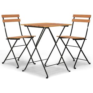 vidaXL 3-osainen Kokoontaitettava bistrosarja t&auml;ysi tiikki ja ter&auml;s