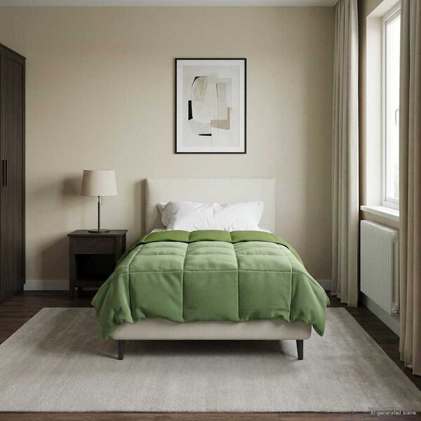 vidaXL Kes&auml;peitto Quiltottu Vihre&auml; 135 x 220 cm Mikrokuitu