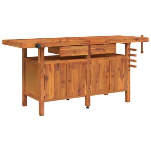 vidaXL Ty&ouml;penkki ruuvipuristimilla 192x62x83 cm t&auml;ysi akasiapuu