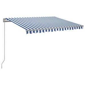 vidaXL Sis&auml;&auml;nkelattava markiisi LEDill&auml; 300x250cm sininen ja valkoinen
