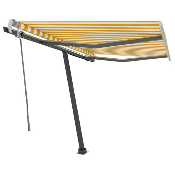 vidaXL K&auml;sin sis&auml;&auml;nkelattava markiisi LEDill&auml; 300x250 cm keltavalk.