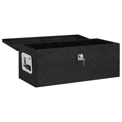 vidaXL Säilytyslaatikko musta 70x31x27 cm alumiini