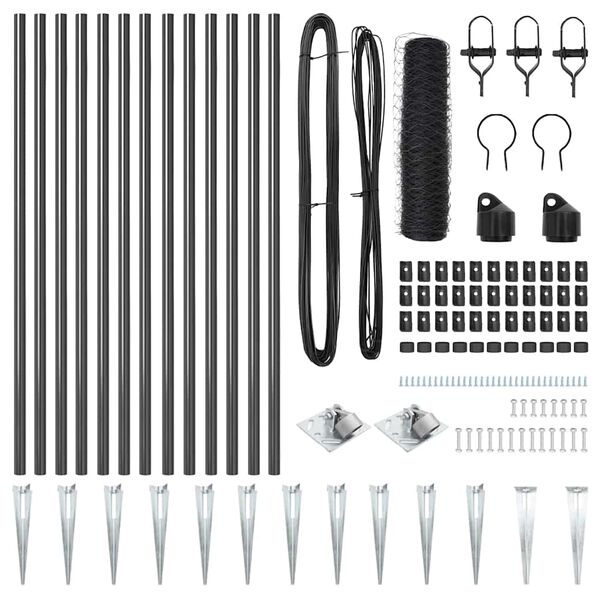 vidaXL Aitalatu Harmaa 25 x 0,8 m (50 mm verkko) Ter&auml;st&auml; ja PVC:t&auml;