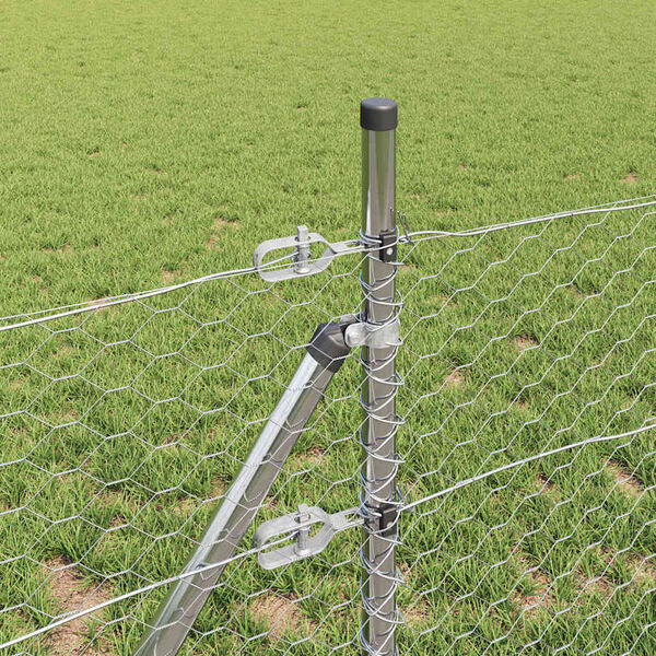 vidaXL Aita paalujen kanssa Hopea 0.5 x 50 m