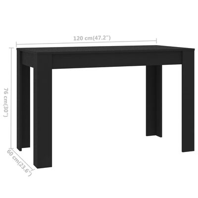 vidaXL Ruokapöytä musta 120x60x76 cm tekninen puu