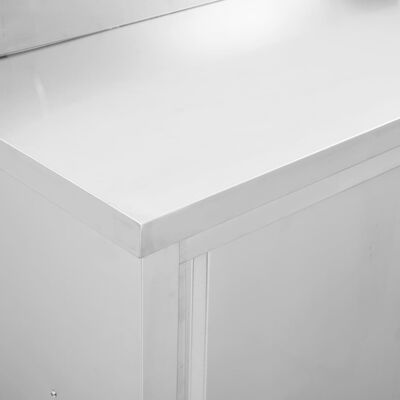 vidaXL Keittiön työpöytä liukuovet 120x50x(95-97) cm ruostumaton teräs
