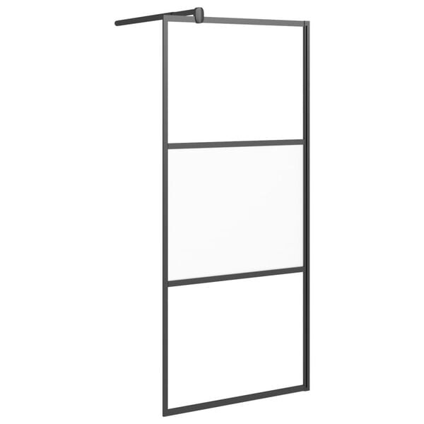 vidaXL Walk-in suihkun seinäke 80x195 cm puolihuurrettu ESG-lasi musta