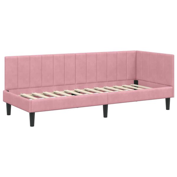vidaXL Kulmavuoteen runko päätyllä Pinkki 80 cm x 200 cm Sametti